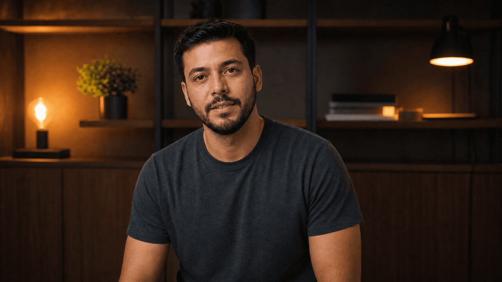 Criador em enquadramento de estúdio para conteúdo digital